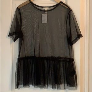Black see through peplum top